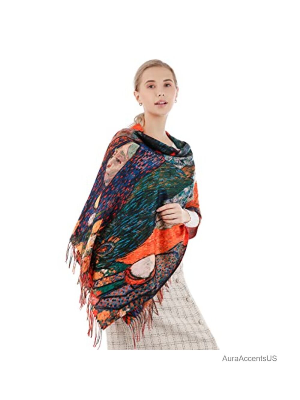 Pashmina Style Shawl Wrap Wraps for Women, Reversible Printed Scarf, Soft